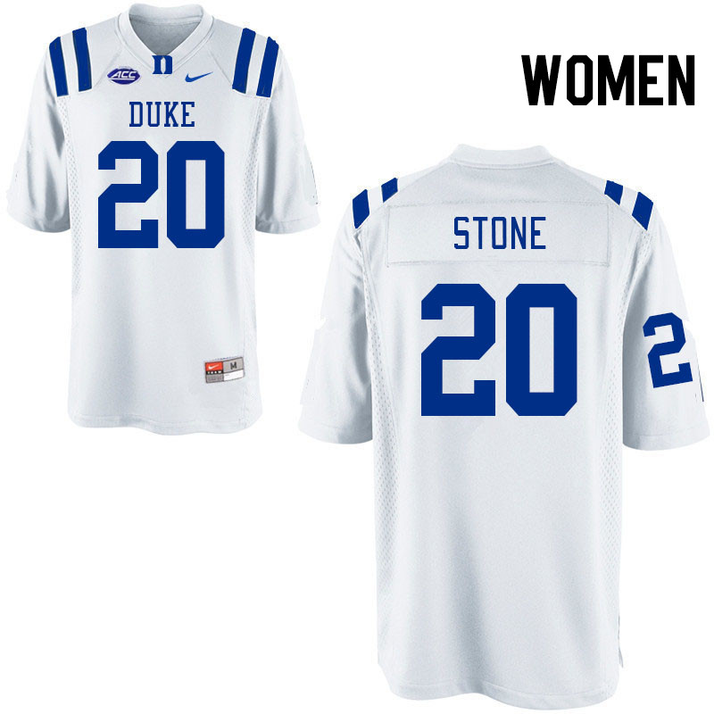 Women #20 DaShawn Stone Duke Blue Devils College Football Jerseys Stitched Sale-White
